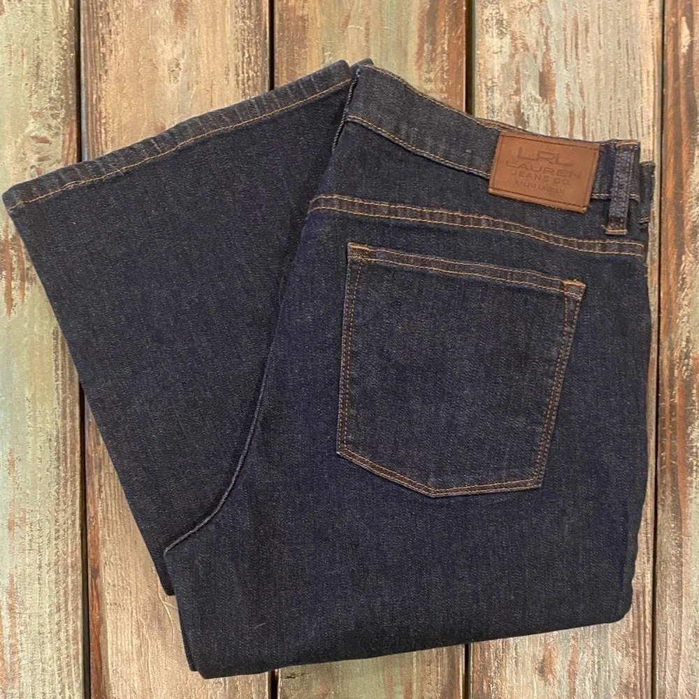 Lauren Ralph Lauren Sz 14 Mid Rise Boot Cut Jeans Women’s Dark Wash Stretch